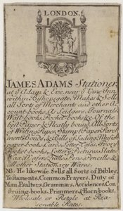 Papiernicze, James Adams, karta handlowa autorstwa English School