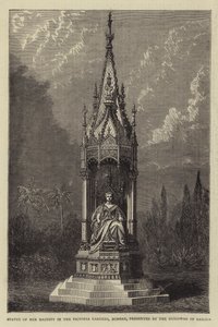 Statua Jej Królewskiej Mości w Ogrodach Wiktorii w Bombaju, prezentowana przez Guicowara z Barody (rycina) autorstwa English School