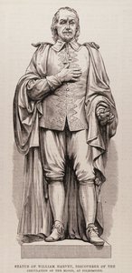 Statua Williama Harveya (1578-1657), odkrywcy krążenia krwi, w Folkestone, z The Illustrated London News, 13 sierpnia 1881 autorstwa English School