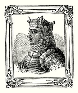 Stefan urodził się w 1104, koronowany w 1135 i zmarł w 1154 (ryt) autorstwa English School
