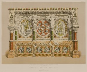 Reredos z kamienia i marmuru firmy Earp, Londyn (chromolit) autorstwa English School