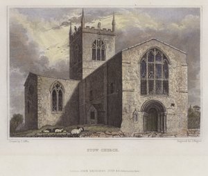 Kościół Stow, Lincolnshire (kolorowy grawerunek) autorstwa English School