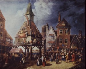 Stratford-on-Avon, Jubileusz Szekspira w 1769 w High Cross (kolor lito) autorstwa English School