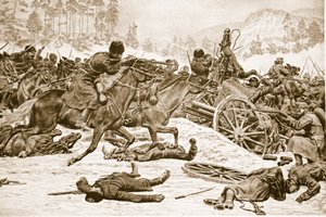 Uparte walki na wyżynach niesione przez Rosjan na południe od Dukli w Karpatach, 1914-19 autorstwa English School