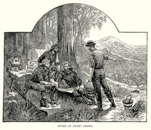 Sturt w Depot Creek (grawerunek) autorstwa English School