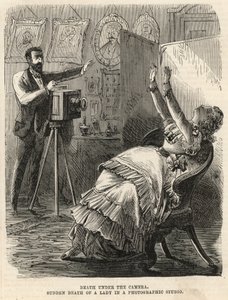 Nagła śmierć kobiety w studiu fotograficznym (grawerunek) autorstwa English School