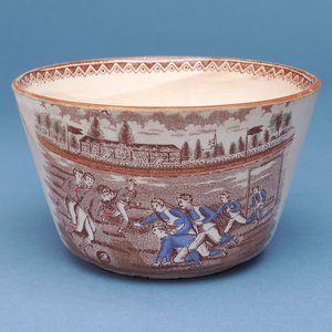 Cukiernica z nadrukiem nadruku wczesnego meczu piłki nożnej (ceramiczna) autorstwa English School