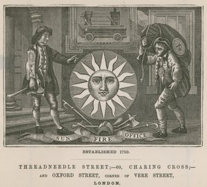 Sun Fire Office, Threadneedle Street, 60 Charing Cross i Oxford Street, Londyn autorstwa English School