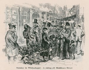 Niedziela w Whitechapel – bocznica przy Middlesex Street w Londynie autorstwa English School