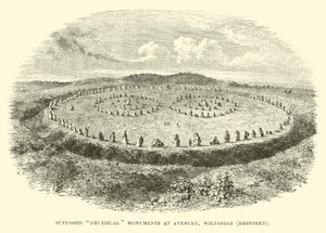 Przypuszczalny remont zabytków druidycznych w Avebury w hrabstwie Wiltshire autorstwa English School