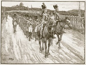 Surrender of Lord Cornwallis, York Town, 1781, ilustracja z Cassells Illustrated History of England (zdjęcie w sepii) autorstwa English School