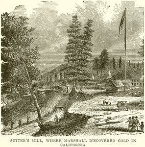 Sutters Mill, gdzie Marshall odkrył złoto w Kalifornii autorstwa English School