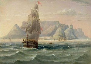Góra Stołowa, Kapsztad, od morza, 1820 (olej na karcie)