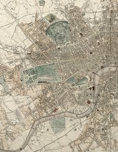 Ilustrowany plan Londynu i jego okolic Tallisa dla upamiętnienia Wielkiej Wystawy Przemysłu Wszystkich Narodów autorstwa English School