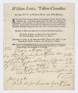 Tallow Chandler, William Lewis, karta handlowa autorstwa English School