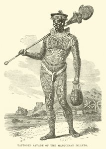 Wytatuowany Dzikus z Wysp Marquesan autorstwa English School
