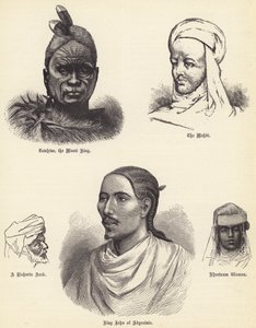 Tawhiao, król Maorysów, Mahdi, Arab z Risharin, król Jan z Abisynii, Kobieta z Chartumu (rycina) autorstwa English School