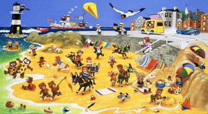 Pluszowe misie na plaży autorstwa English School