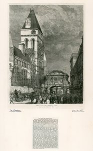 Temple Bar, Londyn. Rozbiórka, 1877 autorstwa English School
