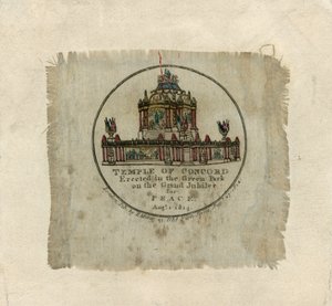 Świątynia Zgody dla uczczenia Pokoju 1814 (druk na jedwabiu) autorstwa English School