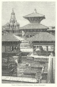 Świątynia Mahadeo i Kryszny, Patan (rycina) autorstwa English School