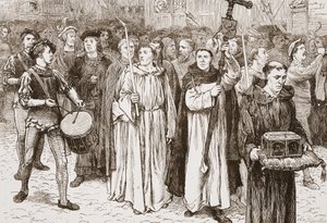 Procesja Tetzels, ilustracja z Historii protestantyzmu Jamesa Aitkena Wylie (1808-1890), wyd. 1878 autorstwa English School