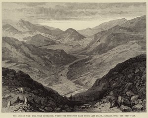 Wojna afgańska, wzgórze w pobliżu Gundamuk, gdzie 44. Stopa dokonała ostatniego bastionu, styczeń 1842 (rycina) autorstwa English School