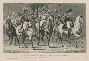 Sojusznicy alianccy uczestniczący w przeglądzie w Hyde Parku, 1814 r. autorstwa English School