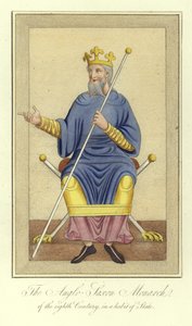 Monarcha anglosaski z VIII wieku w habicie państwowym autorstwa English School