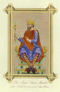 Monarcha anglosaski z IX wieku w habicie państwowym autorstwa English School