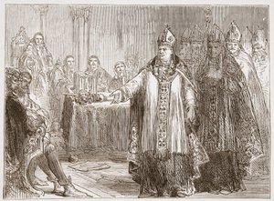 Arcybiskupi Yorku i Canterbury przed Parlamentem w Opactwie Westminsterskim, ilustracja z Historii protestantyzmu Jamesa Aitkena Wylie (1808-1890), wyd. 1878 autorstwa English School