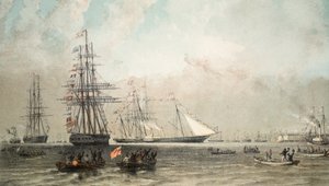 Przybycie królewskiego jachtu z Gravesend, 7 marca 1863, z Pomnika małżeństwa Edwarda VII i Aleksandry z Danii, wyd. 1864