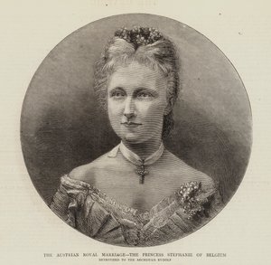 Austriackie małżeństwo królewskie, księżniczka Stefania z Belgii (rycina) autorstwa English School
