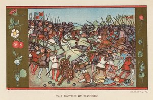 Bitwa pod Flodden (kolorowa litografia) autorstwa English School