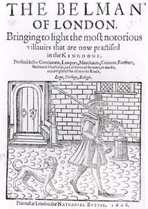 The Bellman of London, strona tytułowa Thomasa Dekkera (ok. 1570-c.1641), wydrukowana przez Nathaniela Buttera, 1608 autorstwa English School