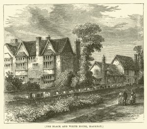 Czarno-biały dom, Hackney (grawerunek) autorstwa English School