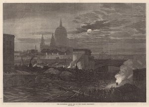Koniec Blackfriars Bridge na nabrzeżu Tamizy autorstwa English School