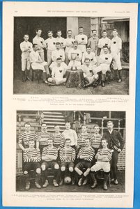 Bombay Gymkhanas i The London Caledonians, drużyny piłkarskie przedstawione w The Illustrated Sporting and Dramatic News, 21 listopada 1891 autorstwa English School