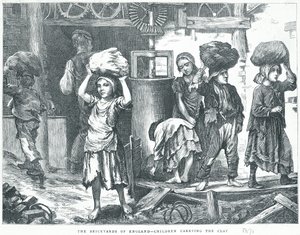 Cegielnie Anglii, Dzieci niosące glinę, 1871 autorstwa English School