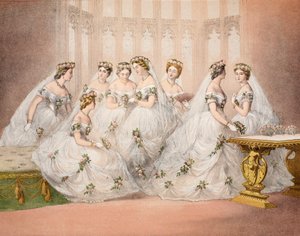 Druhny, 10 marca 1863, z Pomnika małżeństwa Edwarda VII i Aleksandry z Danii, wyd. 1864 autorstwa English School