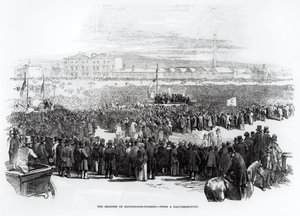 Spotkanie czarowników na Kennington Common, kwiecień 1848 r. autorstwa English School