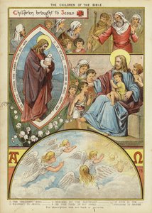 Dzieci Biblii: Dzieci przyniesione do Jezusa (chromolitho) autorstwa English School