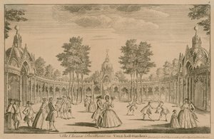 Chińskie pawilony w Vauxhall Gardens w Londynie autorstwa English School