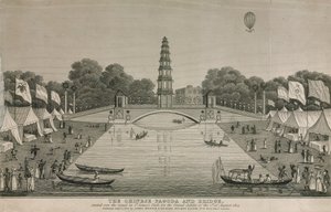 Chińska pagoda i most wzniesiony nad kanałem w St James