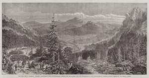 Wojna secesyjna w Ameryce, Korpus generała Longstreeta (konfederaci) przekraczający Blue Ridge od Shenandoah do Rappahannock w Wirginii (ryty) autorstwa English School