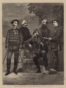 Wojna domowa w Hiszpanii, Don Carlos i jego sztab (rycina) autorstwa English School