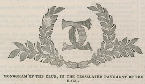 The Conservative Clubhouse: Monogram klubu na mozaikowym chodniku hali autorstwa English School