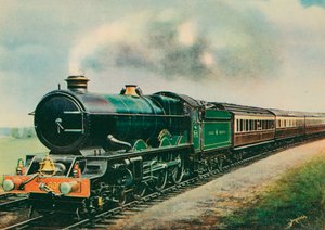 „Cornish Riviera Express” ciągnięty przez „King George V” Great Western Railway (kolor lito) autorstwa English School