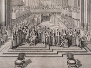 Koronacja króla Jakuba II (1633-1701) i jego drugiej żony Marii z Modeny (1658-1718) 1685 autorstwa English School