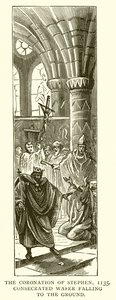 Koronacja Szczepana, 1135. Poświęcony opłatek spadający na ziemię